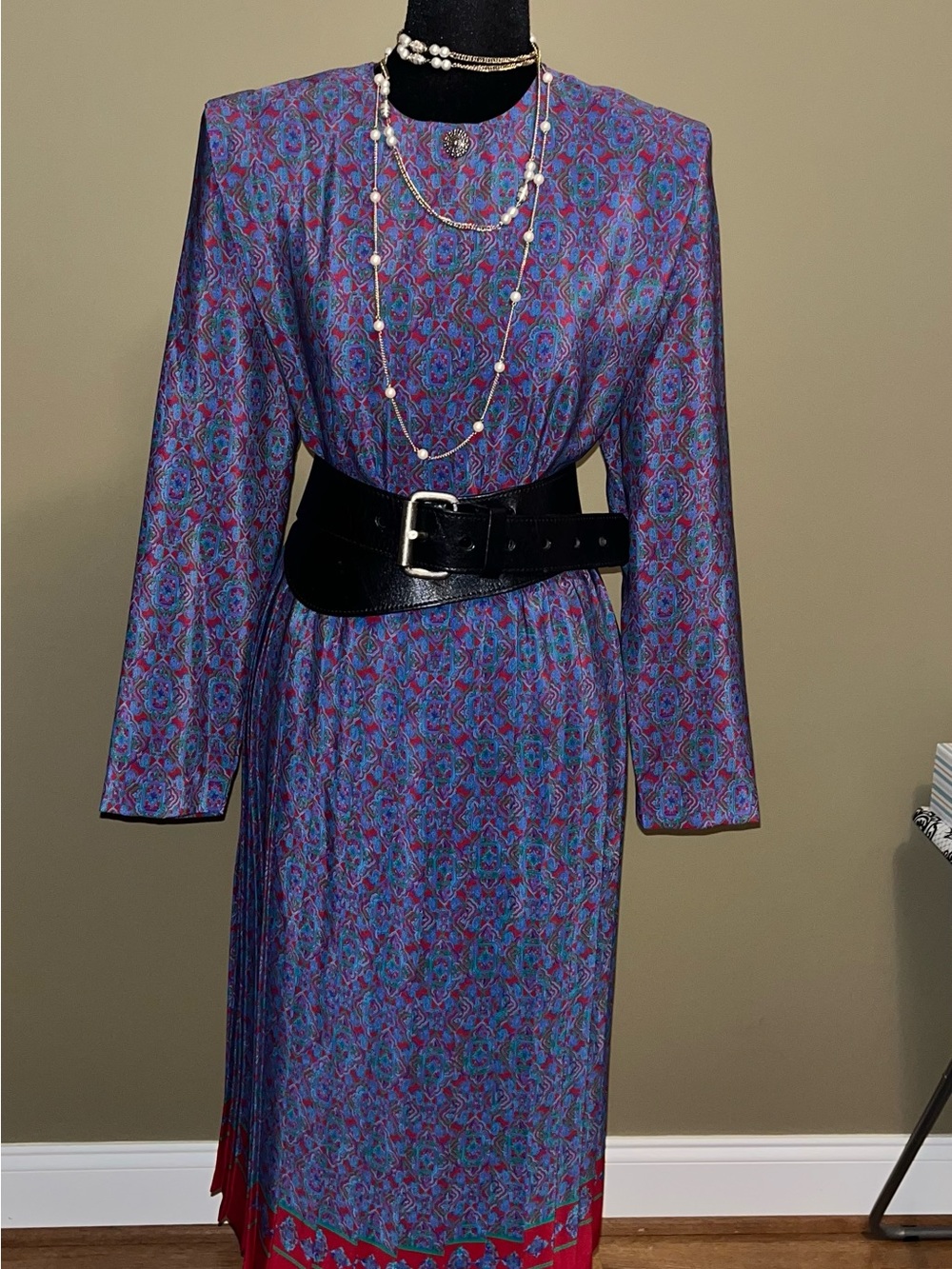Vintage Purple Paisley Long Sleeve Dress